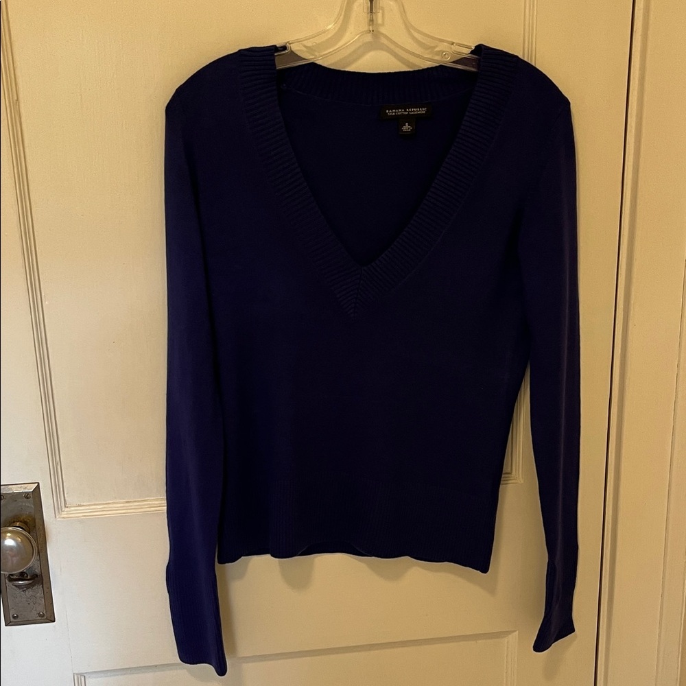 Elegant Sapphire V-Neck Sweater